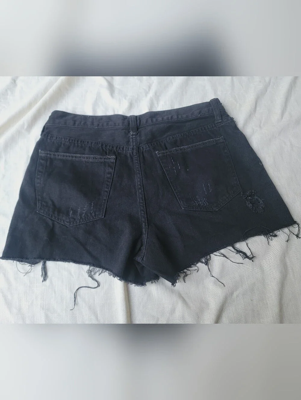 We The Free People SOFIA Black Distressed Denim Jean Cut Off Destructed Shorts